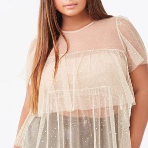 Sparkly tier layered sheer top Forever 21